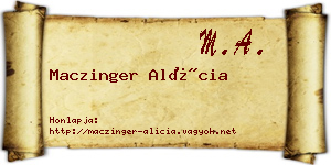 Maczinger Alícia névjegykártya
